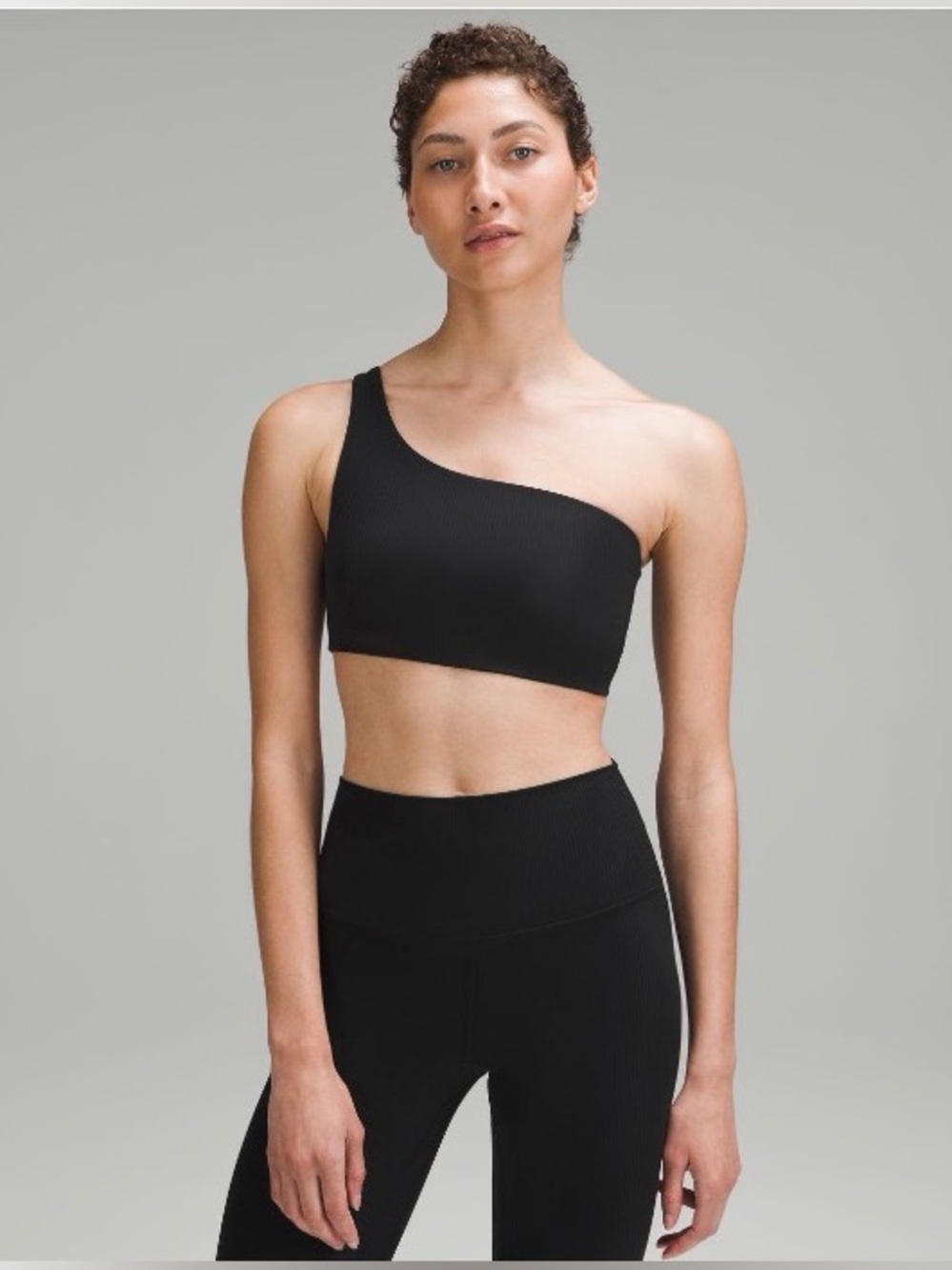 Lululemon Ribbed Nulu Asymmetrical Yoga Bra in Black